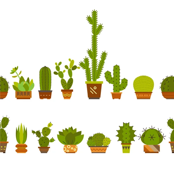 Frontière de dessin animé avec cactus — Image vectorielle