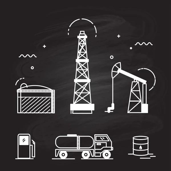 Oil, energy icons set — Stock Vector