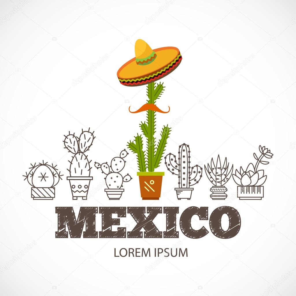 mexican card with cartoon cactuses