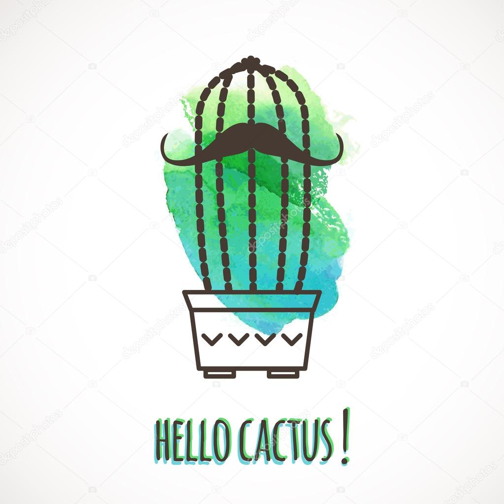 Funny cartoon card with cactus