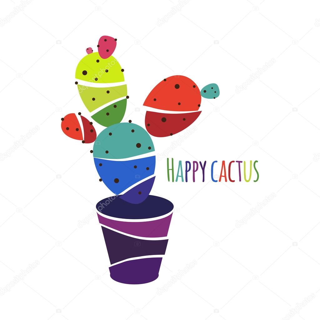 Funny cactus. Happy cactus. cartoon vector illustration