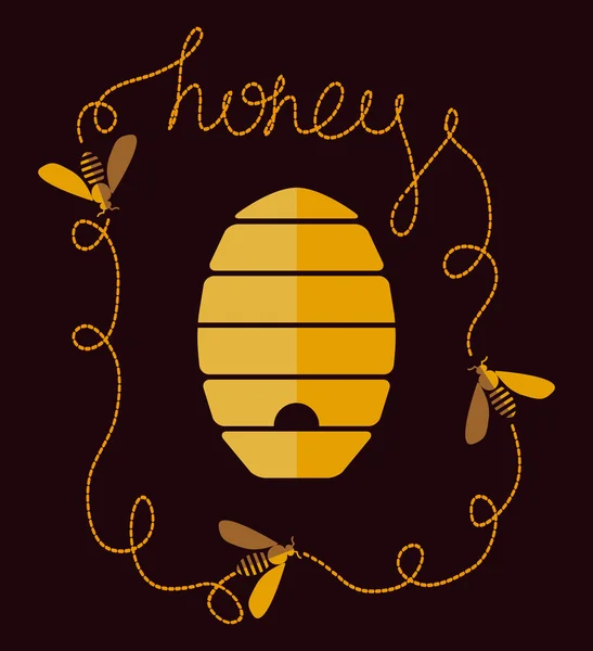 Miele e api sfondo — Vettoriale Stock