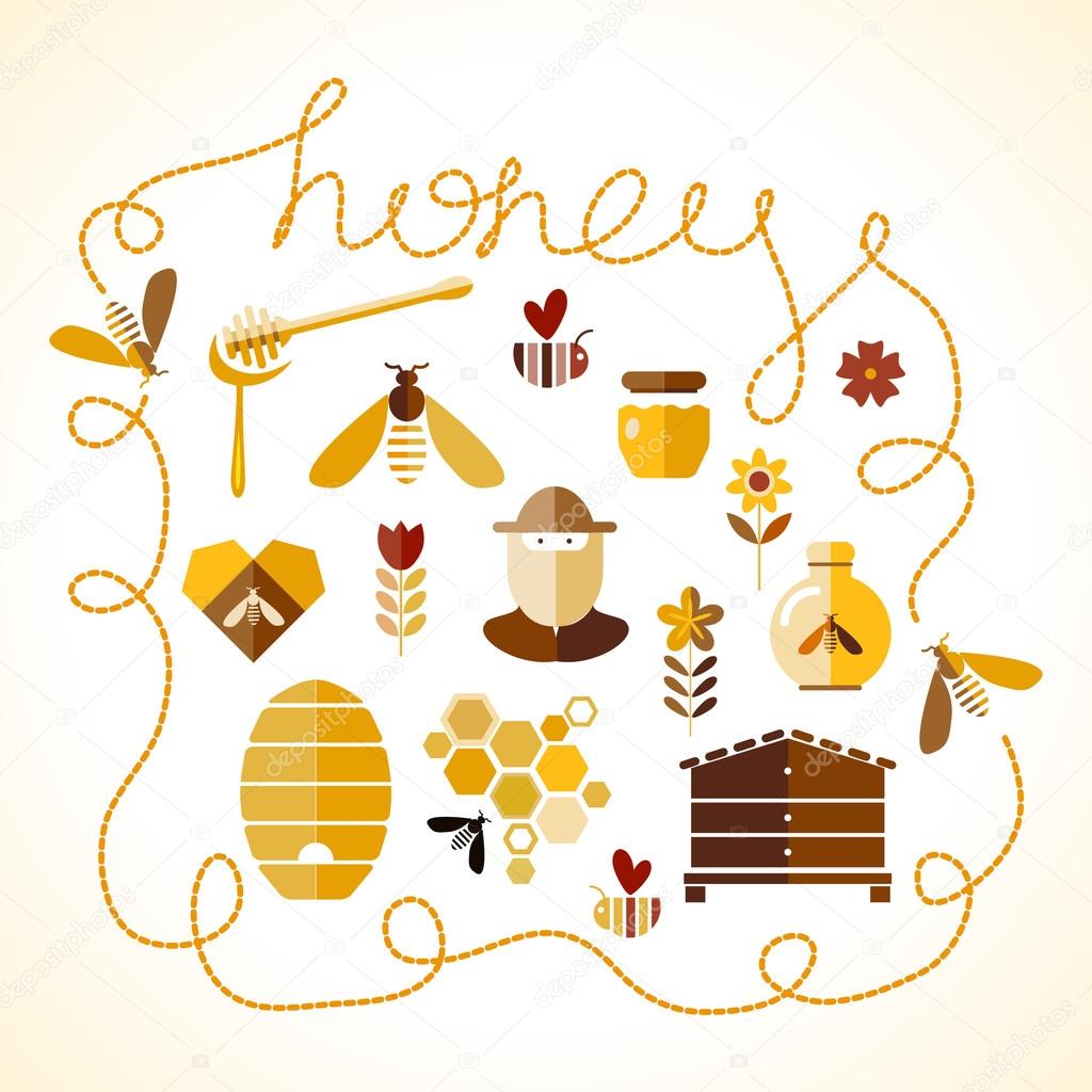 Honey production icons. vector illustration