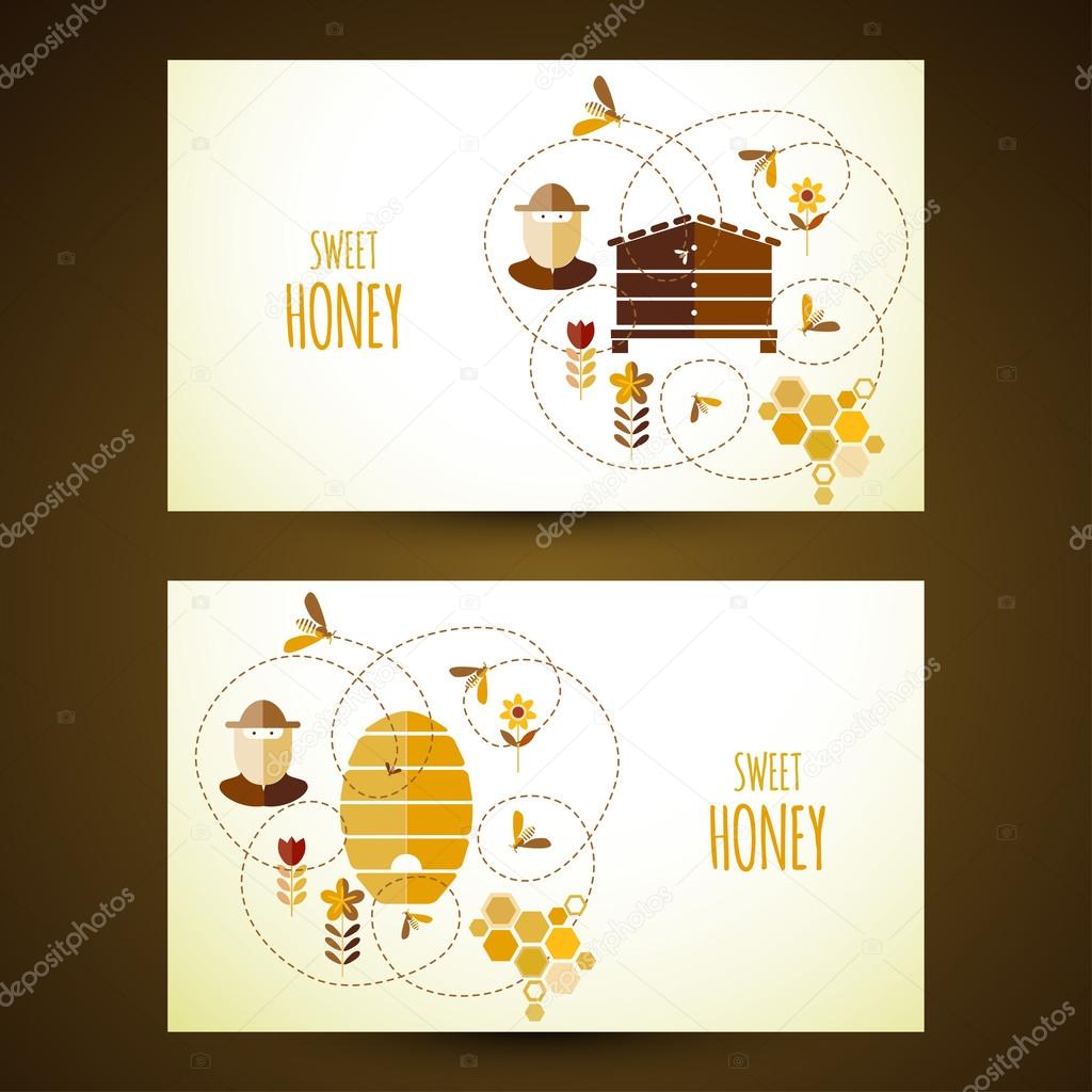 cards with bees and honey