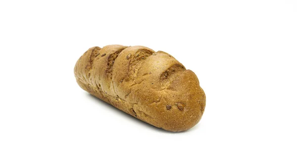 흰 바탕에 곡물식을 곁들인 기다란 빵. — 스톡 사진