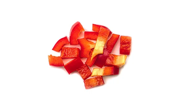 Slices of sweet red bell pepper on white background. — Stock Photo, Image