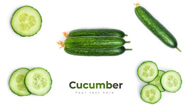 Taze ve dilimlenmiş salatalık. Kapatın. Beyaz arkaplanda izole.