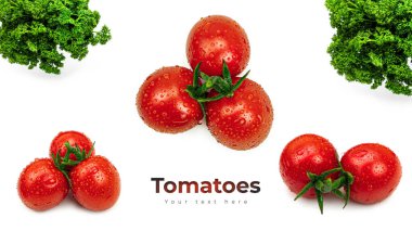 Beyaz arkaplanda domatesler.