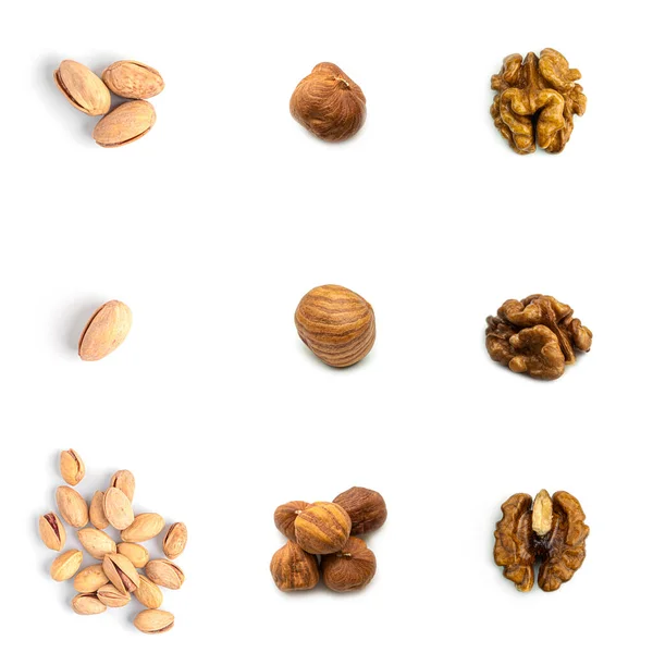 Nuts on a white background. — Stock Photo, Image