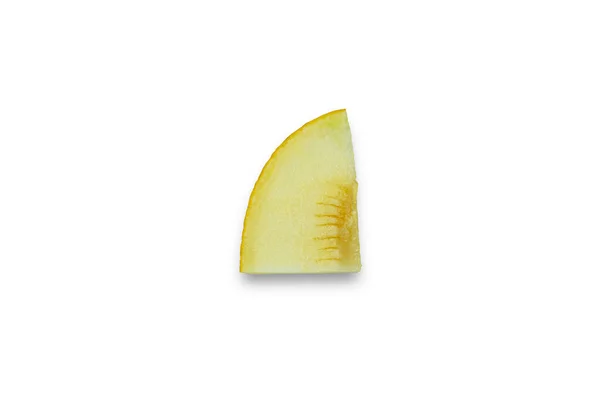 Melone giallo affettato su fondo bianco. — Foto Stock