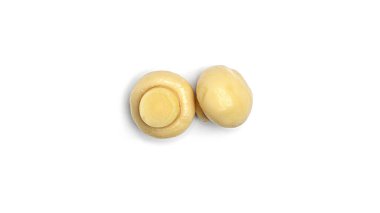 Beyaz arka planda izole edilmiş konserve mantarlar. Yüksek kalite fotoğraf