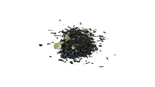 一束红茶叶上有白色背景的水果 高质量的照片 — 图库照片