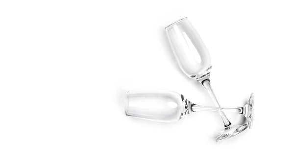 Flauti Champagne Sfondo Bianco Foto Alta Qualità — Foto Stock