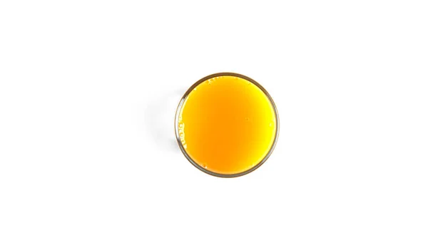 Χυμός Πορτοκαλιού Ποτήρι Λευκό Φόντο Θέα Από Ψηλά Υψηλής Ποιότητας — Φωτογραφία Αρχείου