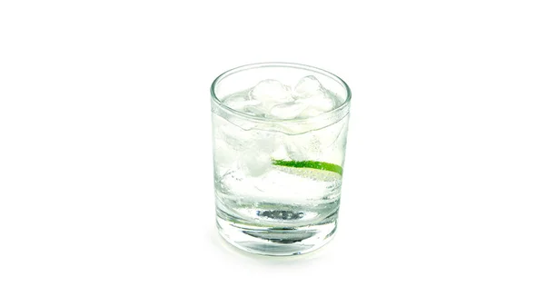 Transparentes Glas Mit Limettenlimonade Auf Weißem Hintergrund Hochwertiges Foto — Stockfoto