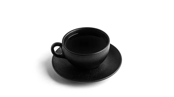 白い背景に隔離された黒いカップの中のエスプレッソ 高品質の写真 — ストック写真