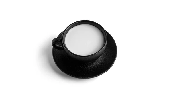 Tasse Mit Milchgetränk Auf Einem Teller Auf Weißem Hintergrund Hochwertiges — Stockfoto