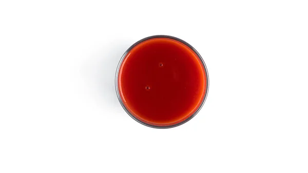 바탕에 유리를 토마토 주스를 넣는다 위에서 고품질 — 스톡 사진
