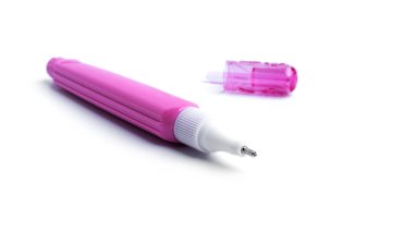Pink pen corrector on whitr background. High quality photo clipart