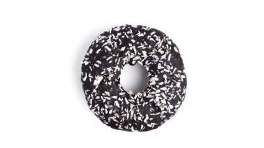 Beyaz arka planda donut. Yukarıdan bak. Yüksek kalite fotoğraf