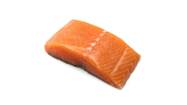 一片白色背景的新鲜鲑鱼 高质量的照片 — 图库照片