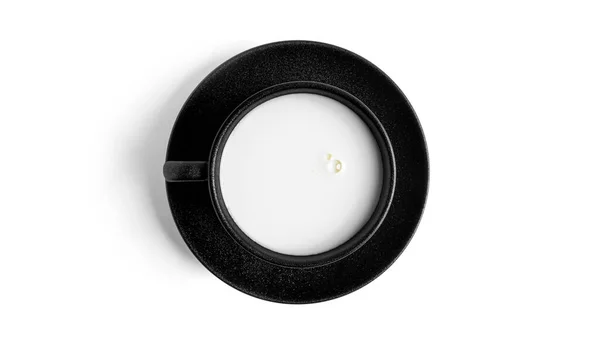 Tasse Mit Milchgetränk Auf Einem Teller Auf Weißem Hintergrund Hochwertiges — Stockfoto