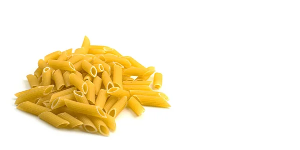 Raw Penne Rigate Form Fabrian Pasta White Fone Высокое Качество — стоковое фото