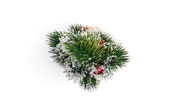 Christmas Fir Tree Mini Composition White Background High Quality Photo — Stock Photo, Image