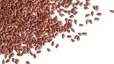 Beyaz arka planda keten tohumu. Yüksek kalite fotoğraf