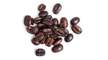 Beyaz arka planda kahve çekirdekleri. Yüksek kalite fotoğraf