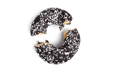 Beyaz arka planda donut. Yukarıdan bak. Yüksek kalite fotoğraf