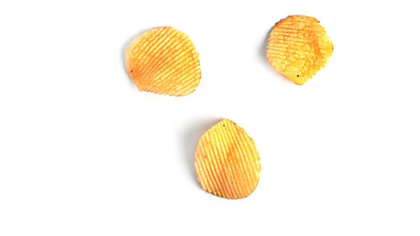 Kartoffelchips Auf Weißem Hintergrund Hochwertiges Foto — Stockfoto