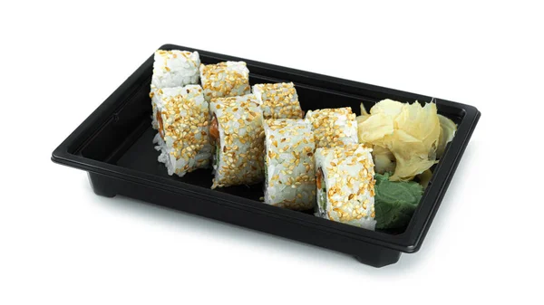Sushi Rola Sobre Fundo Branco Rolos Sudoku Cozinha Japonesa Foto — Fotografia de Stock