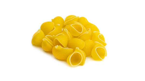 Raw Pasta Lumaconi Rigati Macro Isolated White Background High Quality — Stock Photo, Image