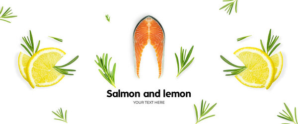 Стейк с розмарином и лимоном. Длинный формат баннера заголовка. Баннер заголовка сайта Panorama. Высокое качество фото