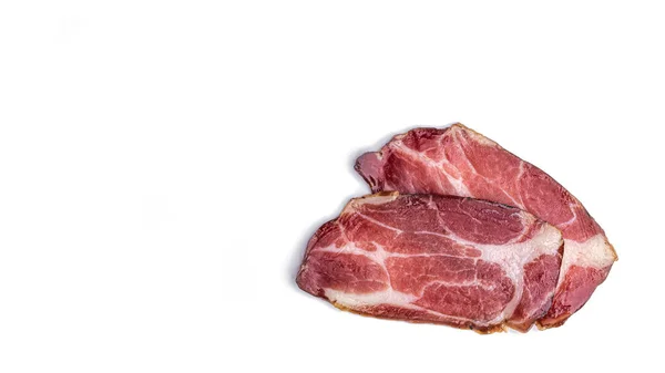 Bacon Vit Bakgrund Högkvalitativt Foto — Stockfoto