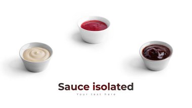 Beyaz arka planda izole edilmiş soslar. Yüksek kalite fotoğraf