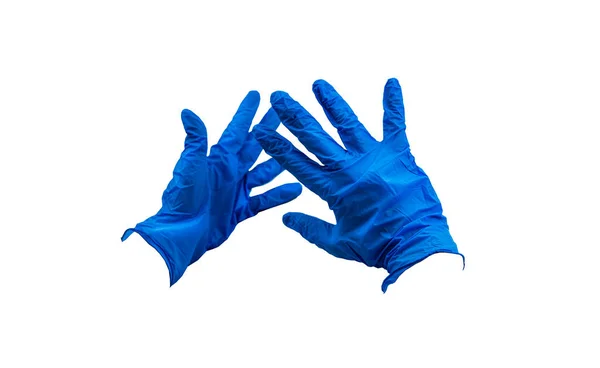 Pair Latex Medical Gloves Isolated White Background Protection Concept High — Stock Photo, Image