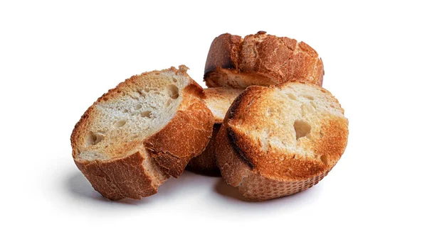 Tostadas Baguette Aisladas Sobre Fondo Blanco Foto Alta Calidad — Foto de Stock