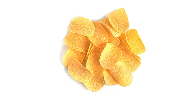 Aardappelchips Een Witte Achtergrond Hoge Kwaliteit Foto — Stockfoto