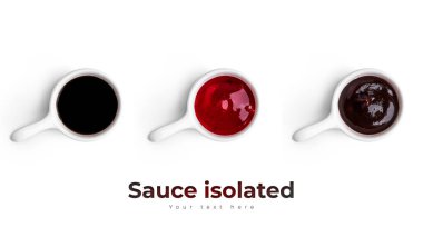 Beyaz arka planda izole edilmiş soslar. Yüksek kalite fotoğraf
