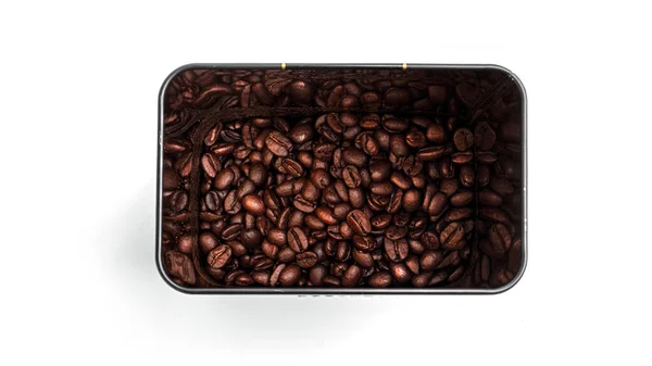 Coffee Beans Box White Background High Quality Photo — Stock Photo, Image