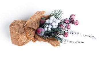  Beyaz arka planda Noel ağacı minnacık kompozisyonu. Yüksek kalite fotoğraf