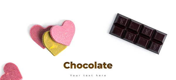 Chocolate Crudo Forma Corazón Con Frutos Secos Frutos Secos Sobre —  Fotos de Stock