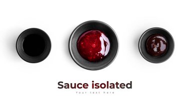 Beyaz arka planda izole edilmiş soslar. Yüksek kalite fotoğraf