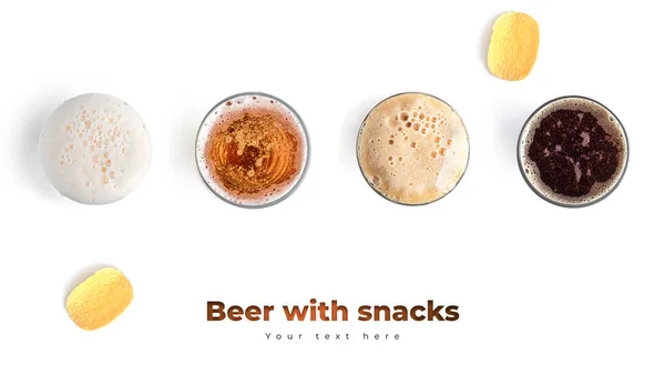 Beer Snacks White Background High Quality Photo — Stock Photo, Image