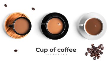 Beyaz arka planda izole edilmiş kahve fincanları. Yüksek kalite fotoğraf