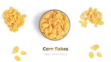 Beyaz arka planda mısır gevreği. Yüksek kalite fotoğraf