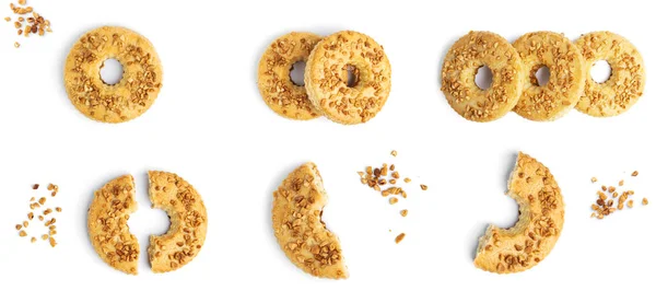 Biscoitos Amendoim Isolados Fundo Branco Foto Alta Qualidade — Fotografia de Stock