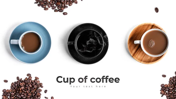 Koppar Kaffe Samling Isolerad Vit Bakgrund Högkvalitativt Foto — Stockfoto